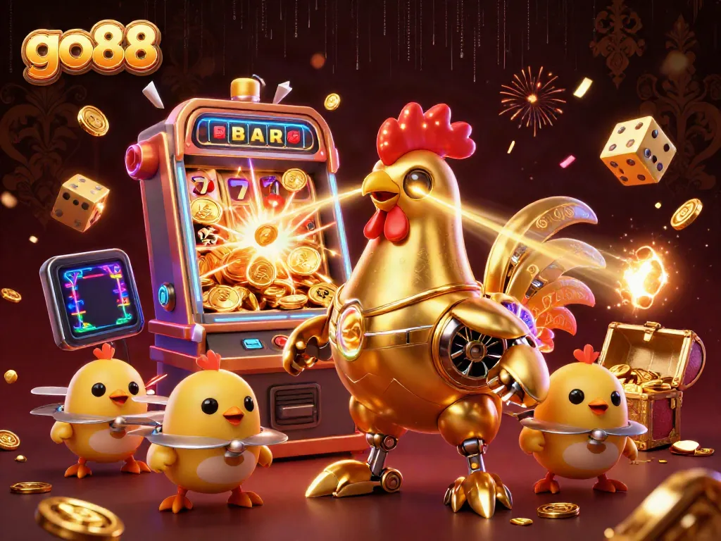 Experience the excitement of online gaming with go88's vibrant casino scene featuring animated characters and rich game elements.
