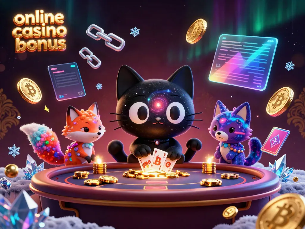 Engage with the online casino bonus in a vibrant cosmic scene filled with 3D characters and gaming elements.